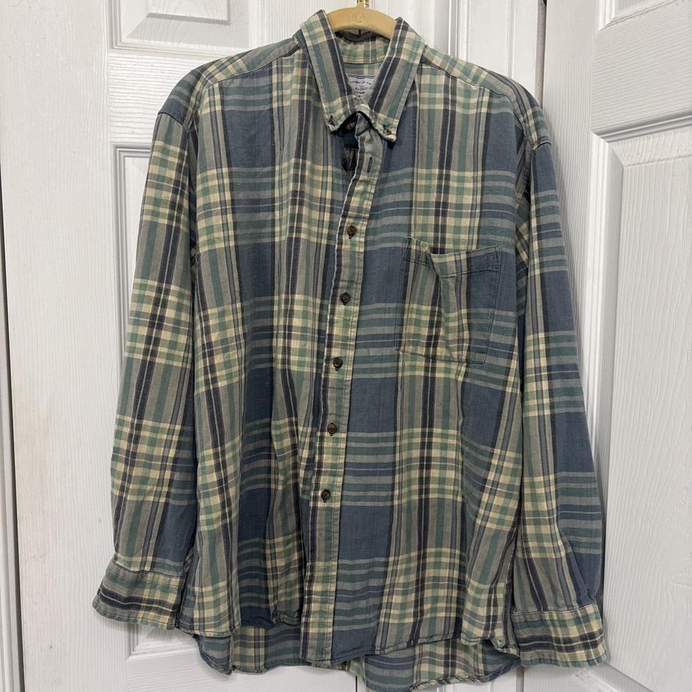 VTG 90s American Eagle Outfitters Mens Plaid Flannel Shirt Heavy Grunge XL Blue